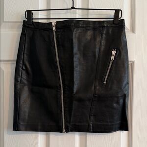 AKIRA Black Faux Leather Asymmetric Zip Mini Skirt